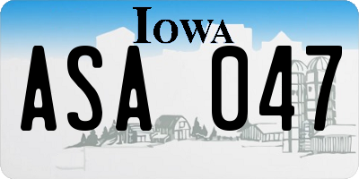 IA license plate ASA047