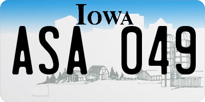 IA license plate ASA049