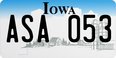IA license plate ASA053