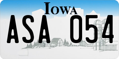 IA license plate ASA054