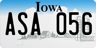 IA license plate ASA056