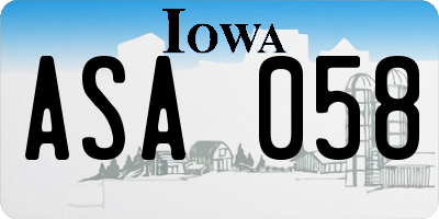 IA license plate ASA058