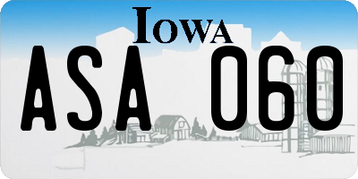 IA license plate ASA060