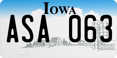 IA license plate ASA063