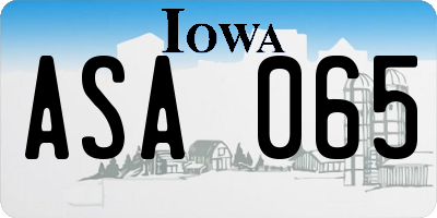 IA license plate ASA065