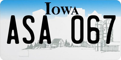 IA license plate ASA067