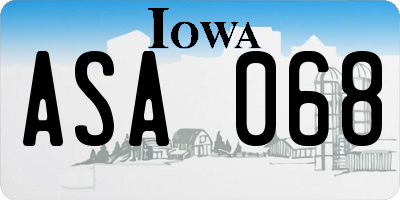 IA license plate ASA068