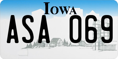 IA license plate ASA069