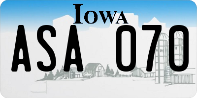 IA license plate ASA070