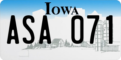 IA license plate ASA071