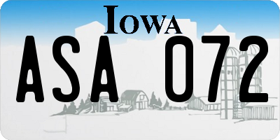 IA license plate ASA072