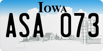 IA license plate ASA073