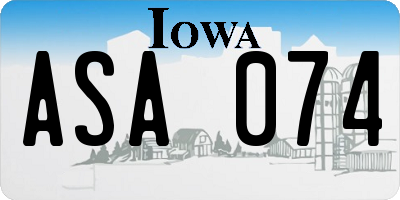 IA license plate ASA074