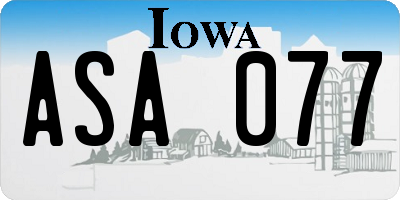 IA license plate ASA077