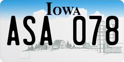 IA license plate ASA078