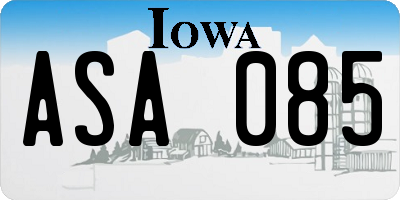 IA license plate ASA085