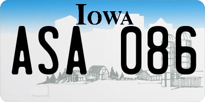 IA license plate ASA086