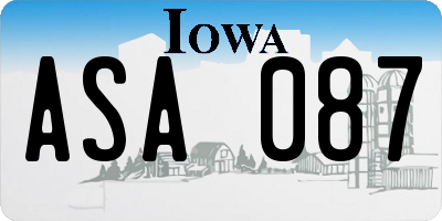 IA license plate ASA087
