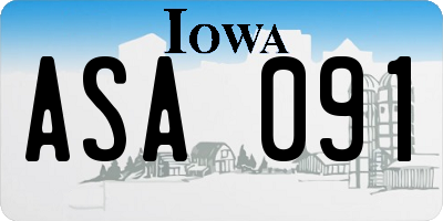 IA license plate ASA091