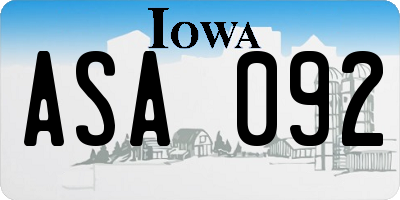 IA license plate ASA092