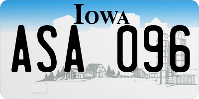 IA license plate ASA096