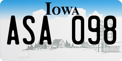 IA license plate ASA098