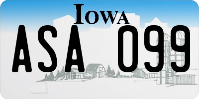 IA license plate ASA099