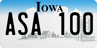 IA license plate ASA100