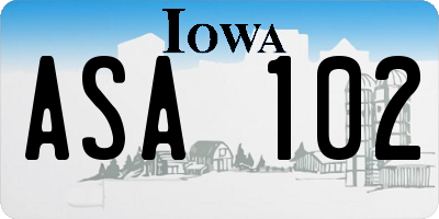 IA license plate ASA102