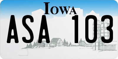 IA license plate ASA103