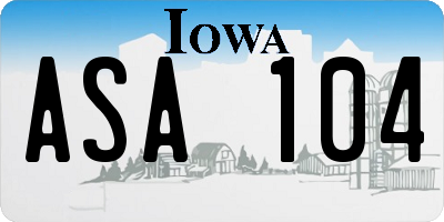 IA license plate ASA104