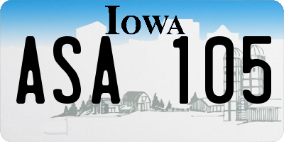 IA license plate ASA105