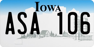 IA license plate ASA106