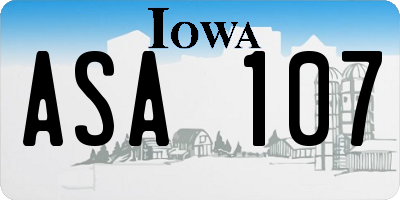 IA license plate ASA107