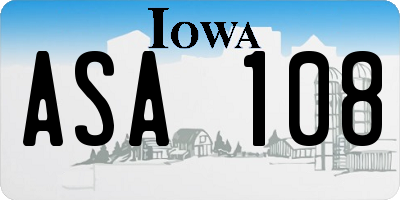 IA license plate ASA108