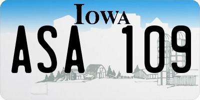 IA license plate ASA109