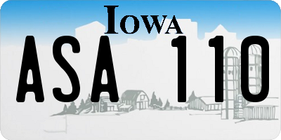 IA license plate ASA110