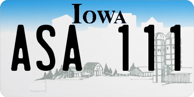 IA license plate ASA111