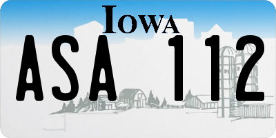 IA license plate ASA112