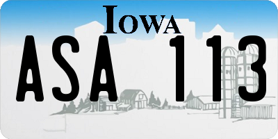 IA license plate ASA113