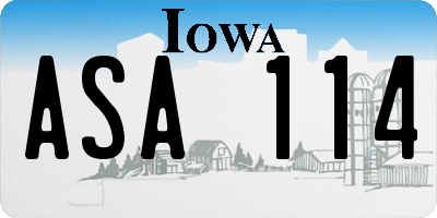 IA license plate ASA114