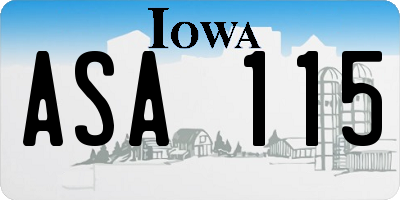 IA license plate ASA115