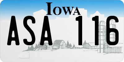 IA license plate ASA116