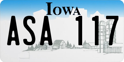 IA license plate ASA117