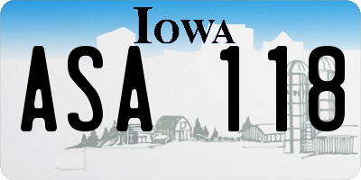 IA license plate ASA118