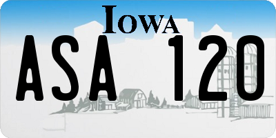 IA license plate ASA120