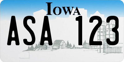 IA license plate ASA123