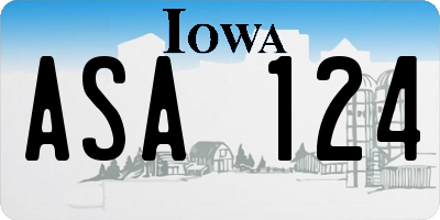 IA license plate ASA124