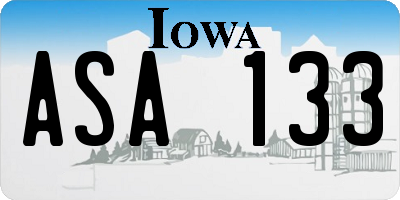 IA license plate ASA133