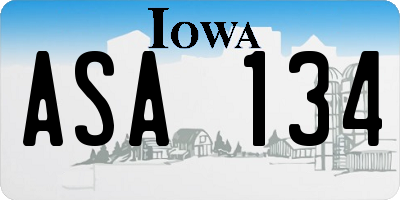 IA license plate ASA134